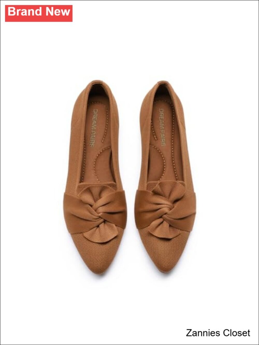 ✨ DREAM PAIRS Women's Ballet Pointed Toe Flats Knit Foldable Comfortable